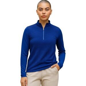 Patagonia Capilene 3 Zip Neck Top Blue Stripe Long Sleeve Women’s Size XS